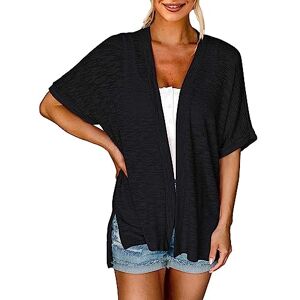 Clodeeu Womens Cardigan Summer Short Sleeve Open Front Casual Loose Cover Ups Tops Solid Color Lightweight Blouse