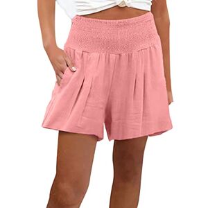 Angxiwan Shorts Womens Summer Hot Pants Shorts Women Womens Casual Summer Smocked Elastic Waist Comfy Detail Beach Shorts Women S Swim Shorts Pink
