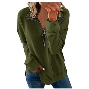 AQ899 Womens Oversized Half Zip Pullover Long Sleeve Sweatshirt Quarter Zip Hoodie Sweater Teen Girls Fall Blouse Clothes Long Sleeve Sweatshirt Green, M, 92mYNVWEf