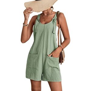 YILEEGOO Jumpsuit for Women Elegant Short Jumpsuit Wide Leg Jumpsuit with Pockets Women's Dungarees Summer Loose Casual Sleeveless Overall Short Jumpsuit Playsuit Travel Jumpsuits (Light Green, M)