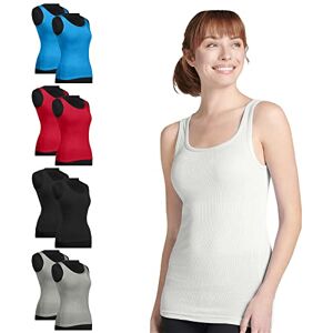 Zynuk Ltd Pack of 2 Ladies Cotton Plain Vest Women Plain Sleeveless Round Neck Casual Camisole Tank Top T-Shirt (White, Size 14)