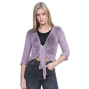 Hamishkane&#174; Women's Cardigans, Double Fine Knit Bali Tie Up Shrug for Women - Perfect Stretchy Cropped Cardigan for Layering Over Summer Dresses & Tops Lilac