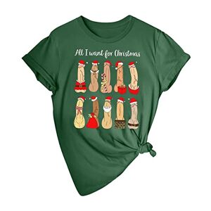 Cixny Spandex T Shirts Mens Womens Ugly Christmas Shirt Santa Shirt Dirty Christmas Funny Christmas Tee Gift for Christmas Secret Santa Gift Matching Tshirts Tunic Top Army Green