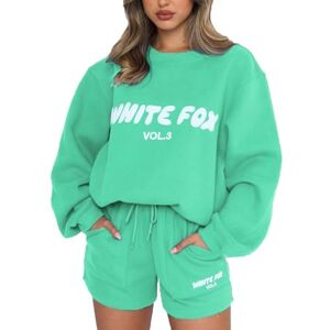 Summer Bank Holidays JSijepa Womens Oversized Sweatsuits White-Fox Letter Print Sweatshirt Shorts for Ladies Uk Limited-Time-Deal Today's-Deals Amazon's-Choice Best-Sellers New-Releases Today's-Deals