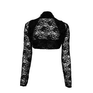 H&F &#174; Women's Ladies Long Sleeve Floral Lace Bolero Shrug Open Crop Casual Wear and Summer Cardigan Top Size 8-10 12-14 16-18 20-22 Black