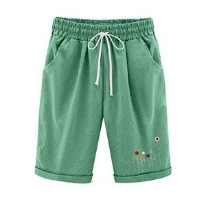 Goddessss LindoMaker Cotton Shorts for Women Knee Length Fashion Lounge Shorts with Pockets Lightweight Beach Vacation Summer Shorts(Green-C,S)