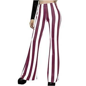 Amhomely Womens Pants Sale Clearance AMhomely Trousers for Women UK Summer Long Flared Pants Work Office Bell Bottom Trousers Women Casual Pants Fashion Striped Printed High Waist Flare Pants Sale Clearance 258