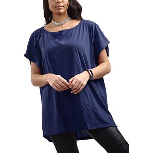 Fashion Star Womens Oversized Plain Loose Hem Hi Lo T Shirt Plain Navy Plus Size (UK 24/26)