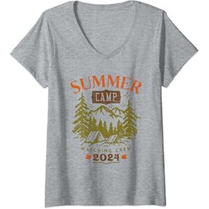 Summer Camp Crew 2024 Gear By Geek Updated Womens Summer Camping Matching Crew Family 2024 Hand Drawn Classic V-Neck T-Shirt