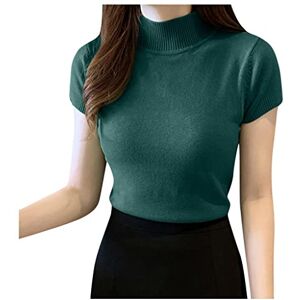 CHAOEN Womens Knitted Top Pullover Turtleneck Short Sleeve Summer Tops Tops Elegant Slim Fit Basic Shirt Pullovers Comfortable Knitted Summer Shirts Women's Blouses Army Green