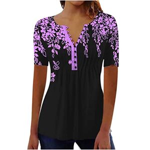 Generic Floral Printed Button Up Pleated Shirt Plus Size Tops For Women 20-22 Uk Loose Tops For Women Uk Womens Tops Casual Short Sleeve Shirts Ladies Tops V Neck T Shirt Women Going Out Tops Tee Shirts