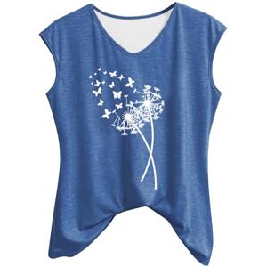 BOTCAM Shirt Hiking Women's Summer Printed V-Neck Tank Top Sleeveless T-Shirt Top Oversized T Shirt, blue, XL