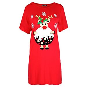 Fashion Star Womens Xmas Gingerbread Hat Candy T-Shirt Dress Reindeer Pudding Red M/L (UK 12/14)