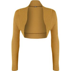 WearAll Womens Plus Size Plain Long Sleeve Cropped Ladies Shrug Bolero Cardigan Top Mustard 8-10