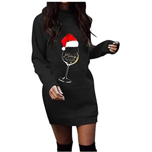 Crewneck T Shirts For Men Slim Christmas Jumper Women Sale Promotion Wine Glass Print Jumper Dresses Clearance Round Neck Long Sleeve Pullover Dress Longline Sport Tops Xmas Holiday Slim Fit Dresses Leisure Party Loungewear