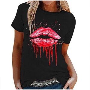 Summer Tops For Women Uk 0413a2604 Tunic Tops for Women UK Going Out Tops Short Sleeve Blouse Longline Tops Tops to Hide Belly Boho Tops Lips Graphic Tee UK Women Crew Neck Shirts Work T Shirt Clearance