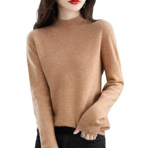 WIWIDANG Cashmere Sweaters for Women, 100% Cashmere Long Sleeve Crew Neck Soft Warm Pullover Knit Jumpers (UK, Alpha, L, Regular, Regular, Brown)