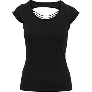 Build Your Brand Women's Ladies Back Cut Tee T Shirt, Black, S UK