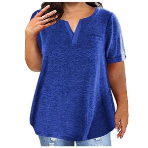 Daily Deals Plus Size Tunic Tops for Women Summer Casual V Neck Short Sleeve Flowy Summer T-Shirt Tops Loose Fit Comfy Vacation Tunics Tee Shirts Blue