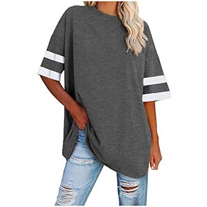 Womens Oversized Baseball Tshirts Oversized Long/Short Sleeve Baseball Tshirts for Women Striped Crewneck Tunic T Shirts Color Block Loose Fit Tops Ladies Cotton Baggy Comfy Tops for Summer/Autumn