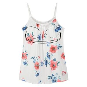 STARBILD Women Camisole Built in Bra Loose Tank Top Adjustable Strap Sleeveless Top Summer Cami Floral Print-White L