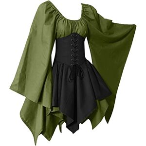 Generic HWAHG Carnival Costumes Medieval Top Women's Winter Dress Butterfly Costume Women's Dresses Elegant Blue Corset Jumpsuit Women's Long Sleeve Blouses Women for Women Green XL