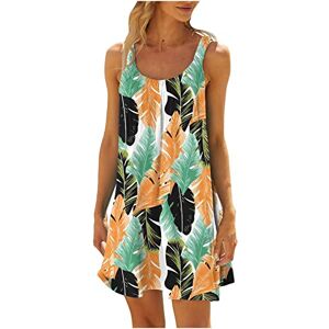 Generic A-829 Beige Womens Sleeveless Dresses Loose Fit Dresses for Women Crewneck Beach Casual Hawaiian Pleated Tropical Midi Knee Length Fall Summer Dresses 2024 Clothes 3B L