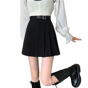 BPVCMHOS Women's skirts Skirts Women Elegant High Waist Schoolgirl Daily Summer A-Line Mini Trendy Casual-Black-L