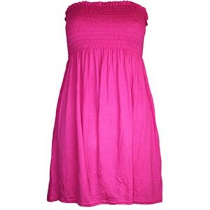 LUXFAB New Womens Ladies Sheering Top Strapless Bandeau Dress Top Jersey Ladies Plus Size Boobtube Top Dress UK 8-22 Cerise