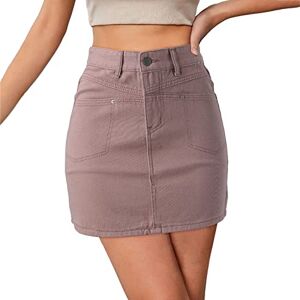 Janly Clearance Sale Skirt for Women, Women Solid Corduroy Zipper High Waist Skirt Casual Short Mini Skirt, for Holiday Summer (Pink-L