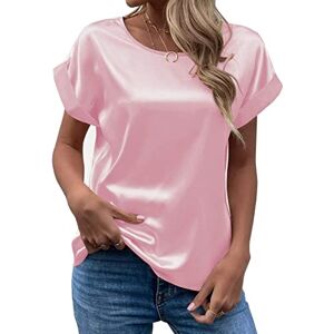 Clodeeu Women's Short Sleeve Tops Summer Casual Solid Color Crewneck T Shirts Blouse Tunic for Going Out Holiday Party