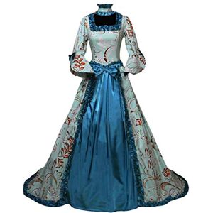 Janly Clearance Sale Dress for Women, Women Fall Winter Gothic Retro Floral Print Ball Gowns Flare Sleeve Gowns Dress for Holiday