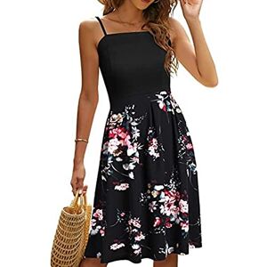 Generic Women's A-Line Dress Elegant Off Shoulder Casual Cocktail Party Evening Dress Vintage Floral Flared Swing Party Dresses, Black 1, Large