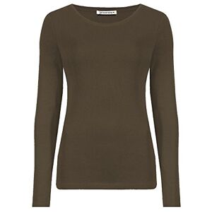 Womens Long Sleeve T-Shirt Ladies Round Neck Top Plain Casual Stretchy Tee Basic Fitted Jersey Tops Brown