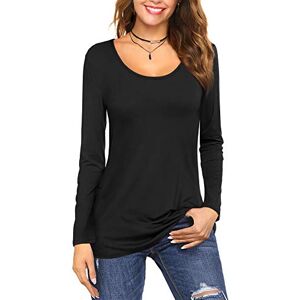 Florboom Long T Shirts for Women Cotton Long Sleeve Scoop Neck Tee Black 22 24