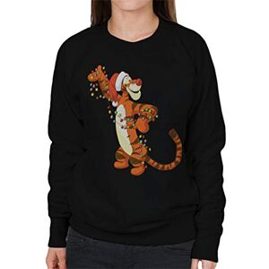 Disney Christmas Tigger Holding Festive Lights Women's Sweatshirt Black