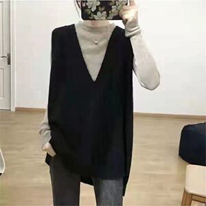 Disimlarl Casual V-Neck Cashmere Vest Women Knitted Sleeveless Sweater Wool Coat Home Waistcoat gray L