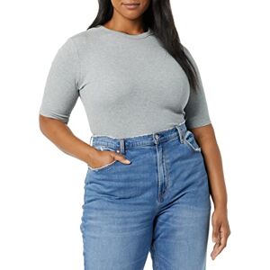 Amazon Aware Women's Modal Ribbed Elbow Sleeve Crew Neck T-Shirt (Available in Plus Size), Grey Heather, L