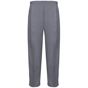 Ladies Half Elasticated Trouser Womens Stretch Waist Casual Office Work Formal Trousers Pants with Pockets Plus Big Size(Grey,UK 14/27 Inch Inside Leg)