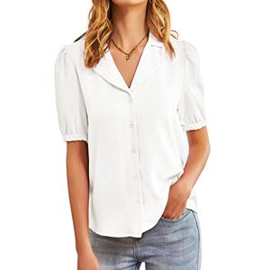 Grace Karin Women's Summer White Short Sleeve Shirt Casual Slim Fit Formal Work Wear Tee Blouse Shirt Tops Ivory 2XL