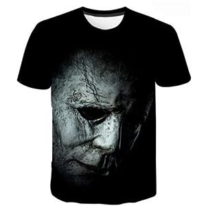 NUTSIE Halloween 3D Short Sleeve Michael Myers Scary Horror Print T-Shirt, Men's Women's Casual Oversized Sweatshirt XS - 4XL (A,S)