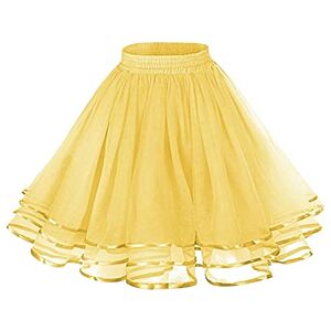 Women's Tulle Petticoat Tutu for Girls Crinoline Underskirt Pink Skirt for Women Puffy Dress Maxi Skirts for Women Tutu Dress for Women Women Dresses Summer Dresses for Women 2024（2-Yellow,One Size）