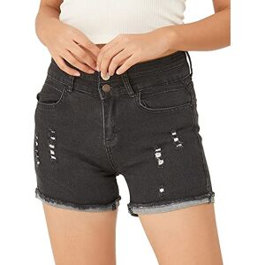 PHOENISING Women's Comfy Stretchy Fabric Denim Shorts Curvy Regular Fit Jeans, Size 6-20 Black