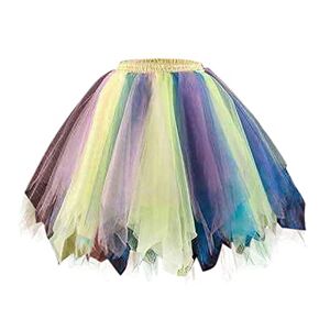 Générique Multicolor Candy Color Skirt for Women Support Half Body Puff Colorful Petticoat Small Short Skirt H Medium, i, XL