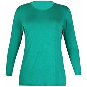 Purple Hanger Womens New Plain Long Sleeve Casual Top Ladies Basic Stretch Fit Crew Neck Everyday T-Shirt Tops Plus Size Jade Green Size 22-24