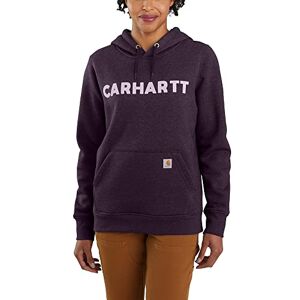 Carhartt Women's Relaxed Fit Midweight Logo Graphic Sweatshirt Hooded, Nocturnal Haze Heather, Large
