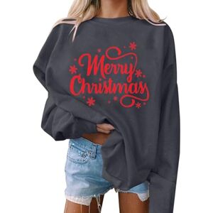 Christmas Jumpers for Women UK Winter Long Sleeve Christmas Sweatshirts Ladies Crewneck Pullover Xmas Printed Sweater Casual Oversized Sweatshirt Womens Loose Fit Going Out Tops Blouse Sweatshirts