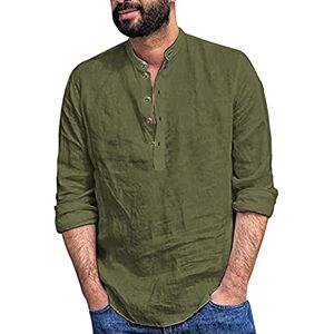 Lomhmn Men's Casual T Shirt 2024 Fahsion Tops Shirt Tee Mens Loose Fitting Shirt Stand Collar Long Sleeve Shirt Short Sleeve Blouses Women (Green, XXL)