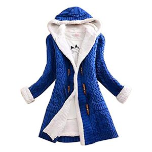 Générique Women Casual Knit Button Long Sleeve Cashmere Thick Warm Cardigan Hooded Coat Coats for Women Fur Dress, Blue, Large