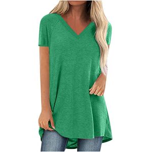 Tunic Tops For Women Uk 240213 Tpa2984 Womens Blouses Size 18 Summer Top Short Sleeves Daily Blouse T-Shirts Summer Oversize Evening Tops Oversized Blousess Womans Clothes Tee Shirts Crew Neck Pleated Top Green Size 16